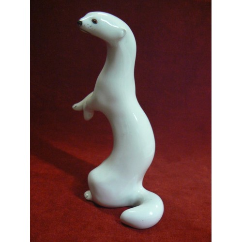 3 - Vintage Lomonosov USSR white stoat/ferret pottery figure.