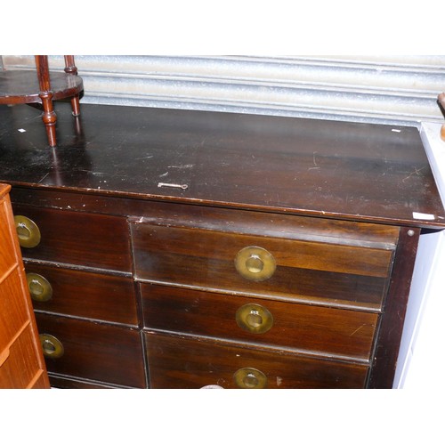 495 - LARGE DARK WOOD 6 DRAWER CHEST