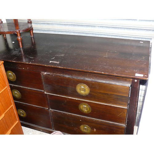 495 - LARGE DARK WOOD 6 DRAWER CHEST