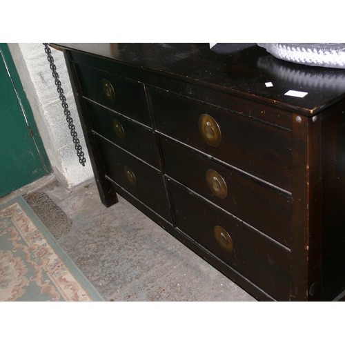 497 - LARGE DARK WOOD 6 DRAWER CHEST