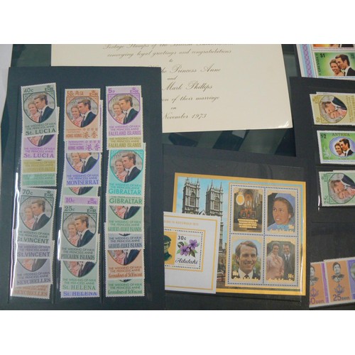 63 - Postage stamps of the British commonwealth commemorating the Royal wedding of H.R.H The Princess Ann... 