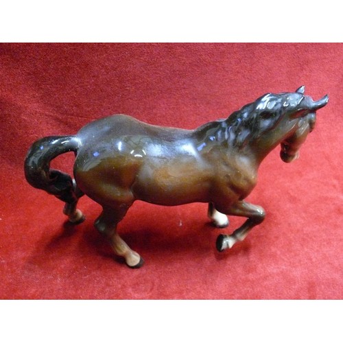 16 - Beswick prancing bay mare horse figure. repair to tail