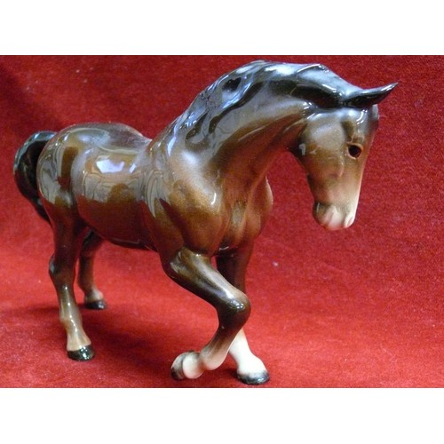 16 - Beswick prancing bay mare horse figure. repair to tail