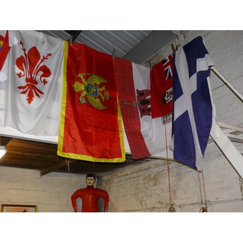 25 - Collection of 9x flags, including Scottish, Irish, Cornish and European.