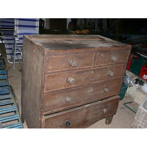 528 - ANTIQUE CHEST OF 4 DRAWERS FOR RESTORATION OR GARAGE STORAGE