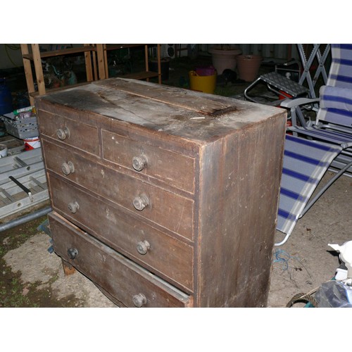 528 - ANTIQUE CHEST OF 4 DRAWERS FOR RESTORATION OR GARAGE STORAGE