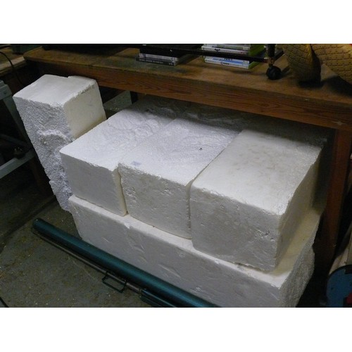 388 - 5 VERY LARGE BLOCKS OF POLYSTYRENE PACKAGING, MODEL MAKING ETC