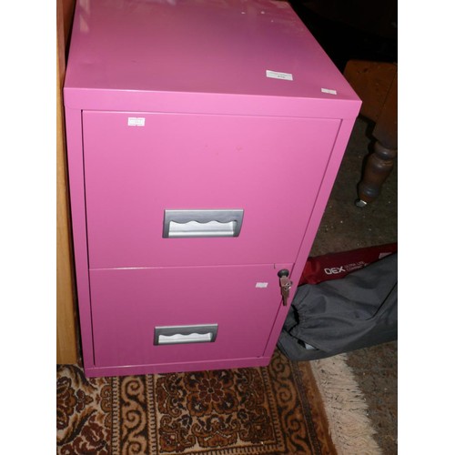 PINK METAL 2 DRAWER FILING CABINET