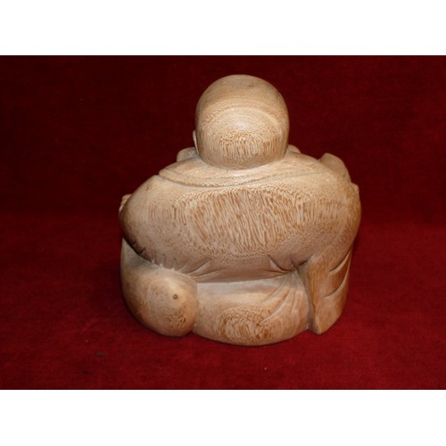 64 - CARVED WOODEN BUDDHA