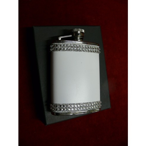 77 - NEW HIP FLASK WITH DIAMANTE DECORATION