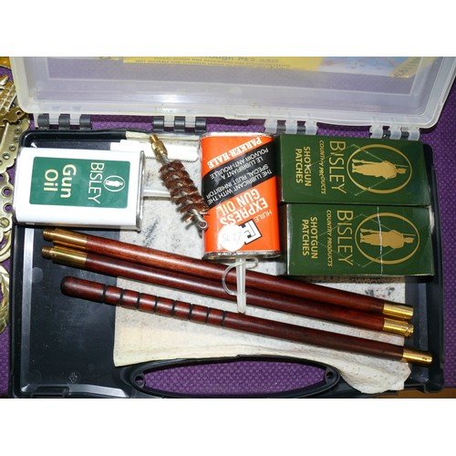 103 - BISLEY GUN CLEANING KIT IN CARRY CASE WITH GUN OIL AND SHOTGUN PATCHES