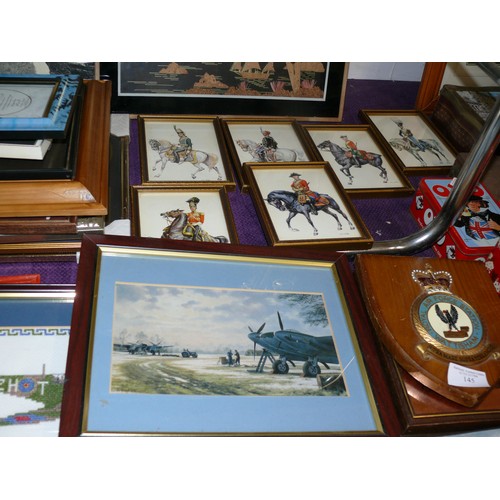 145 - COLLECTION OF VINTAGE PICTURES, TINS AND BOOKS TO INCLUDE MILITARY, ADVERTISING ETC