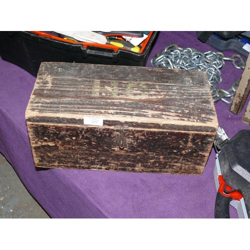 177 - VINTAGE WOODEN TOOLBOX WITH WOODWORKING TOOLS