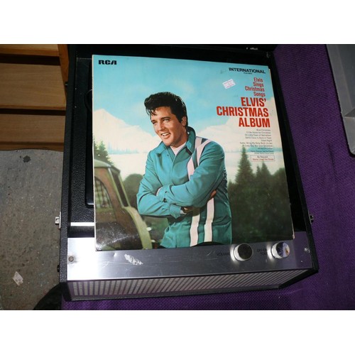 195 - RETRO DANSETTE RECORD PLAYER WITH ELVIS CHRISTMAS ALBUM LP