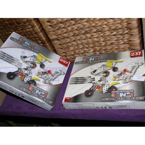 219 - 2 SEALED BOXES OF MAKE YOUR OWN 3 IN 1 METAL VEHICLE SETS