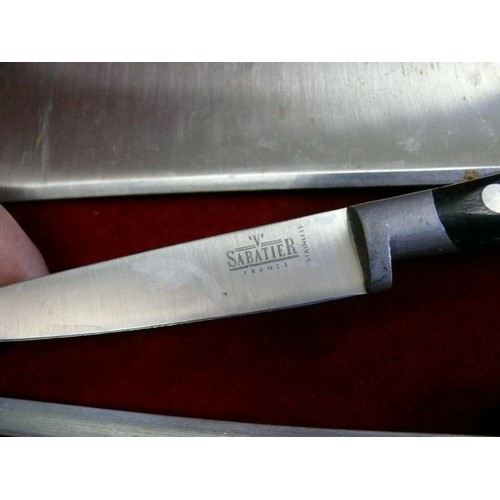 245 - SABATIER KITCHEN KNIVES AND STEEL