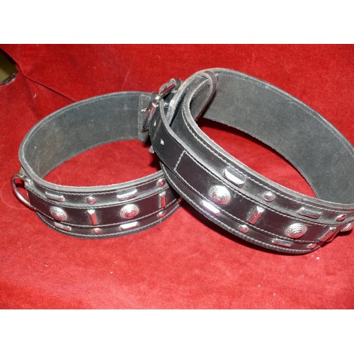 246 - 2 LARGE LEATHER DOG COLLARS SUITABLE FOR OTHER USES