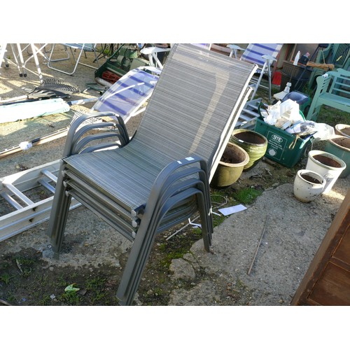 534 - 4 GREY METAL GARDEN CHAIRS IN IN RATAN STYLE IN GOOD CONDITION