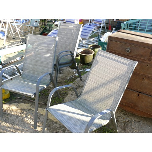 534 - 4 GREY METAL GARDEN CHAIRS IN IN RATAN STYLE IN GOOD CONDITION