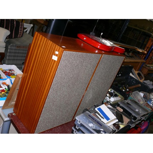 390 - PAIR OF LARGE VINTAGE HI-FI SPEAKERS - WOODEN CABINETS.