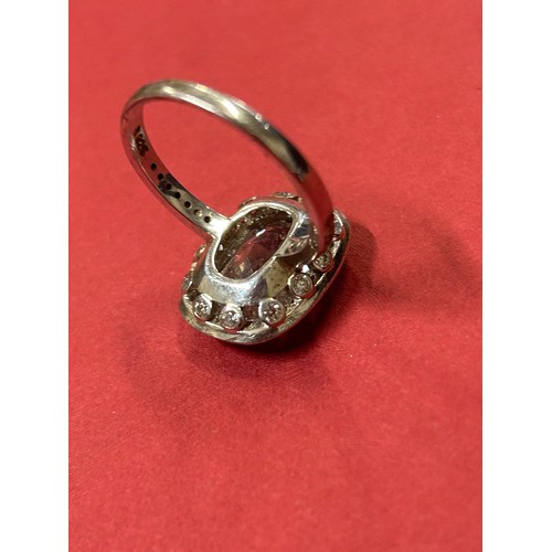 26 - A STUNNING 925 SILVER RING WITH LARGE CUBIC ZIRCONIA STONE - SIZE M