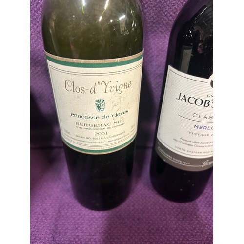 47 - BOTTLE OF JACOB'S CREEK MERLOT AND A BOTTLE OF2001  CLOS D'YVIGNE BERGERAC SEC