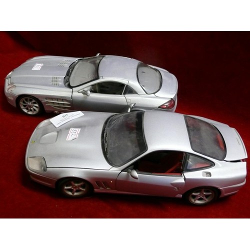 68 - A MODEL FERRARI 550 AND A MERCEDES-BENZ SLR MCLAREN BOTH 1/18 SCALE