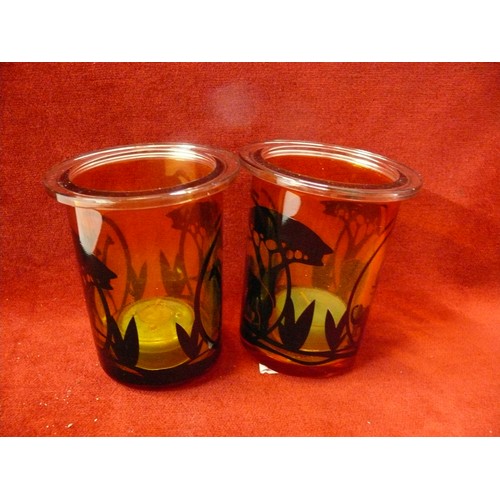 100 - PAIR OF CHRISTMAS GINGERBREAD HOUSE CANDLEHOLDERS BY PARTYLITE PLUS A PAIR OF AFRICAN ANIMAL THEMED ... 