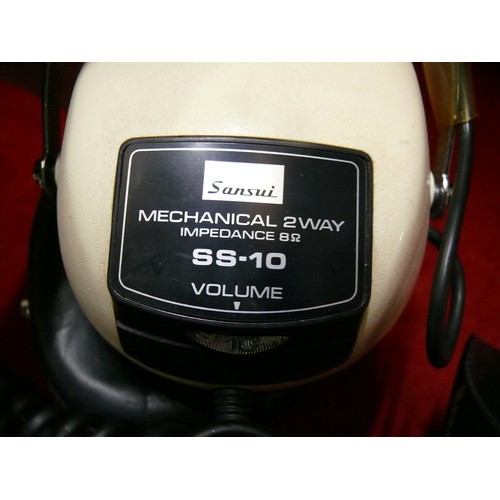 150 - SANSUI STEREO HEADPHONES SS-10 MECANICAL 2-WAY WITH ORIGINAL BOX
