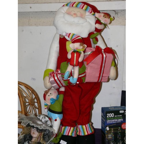 104 - LARGE CHRISTMAS SANTA AND ELVES FIGURE 3FT TALL APPROX