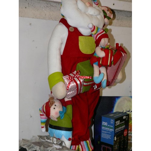 104 - LARGE CHRISTMAS SANTA AND ELVES FIGURE 3FT TALL APPROX