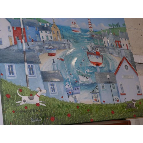 120 - CANVAS ART OF SEASIDE SCENE BY PETER ADERLEIGH PRINT