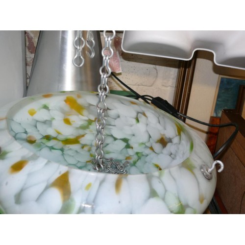 162 - VINTAGE GLASS CEILING LIGHT FLYCATCHER LAMPSHADE