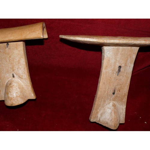 173 - 3 WOODEN AFRICAN HEADRESTS