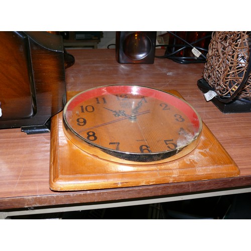 194 - A WESTMINISTER CHIME WOODEN MANTLE CLOCK BY BENTIMA AND A MELTIME WOODEN WALL CLOCK