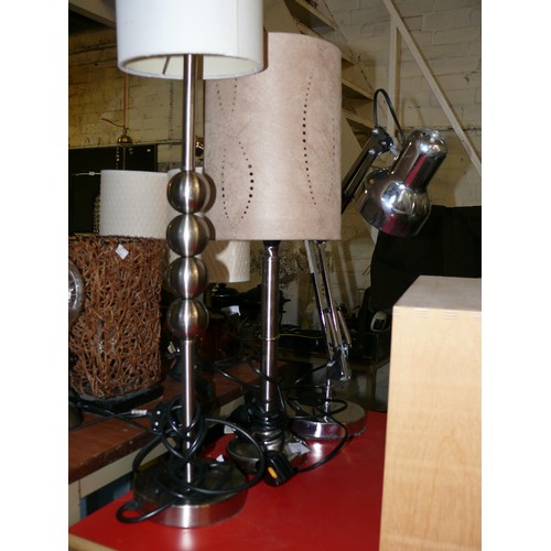 201 - 3 VARIOUS CHROME BASED TABLE LAMPS