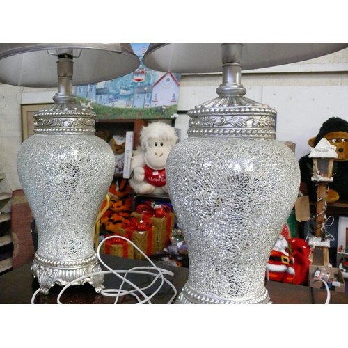 213 - A PAIR OF LARGE STUNNING CRACKLE EFFECT LAMPS