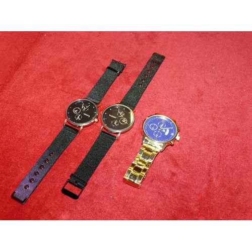 24 - 2 FINE GENTS GENEVA CHRONOGRAPH  WATCH NEW BLACK STRAPS 1 OF WHICH IS WORKING. PLUS AN OTHER WITH DA... 