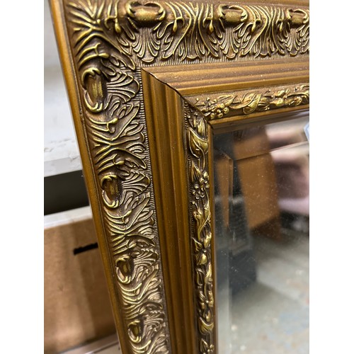 423 - VERY LARGE GILT FRAMED WALL MIRROR- 45CM X 36CM - BEVELLED GLASS