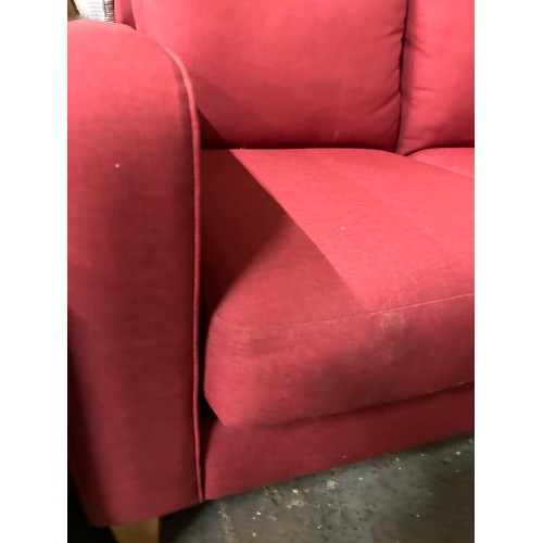 371 - A GOOD JOHN LEWIS COTTON CALICO RED TWO SEATER SOFA