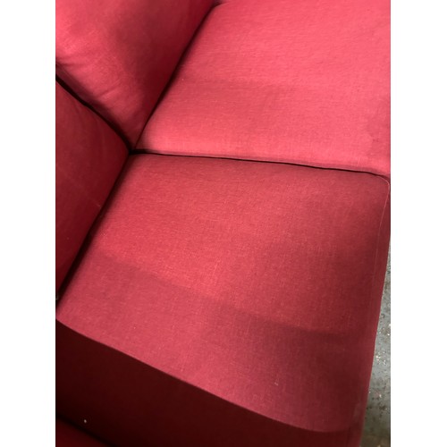 371 - A GOOD JOHN LEWIS COTTON CALICO RED TWO SEATER SOFA