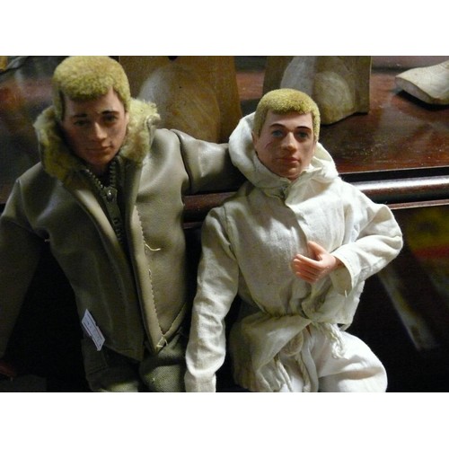 174A - 2 X 1960'S ACTION MEN WITH CLOTHES  - ARCTIC SUIT & LEATHER JACKET