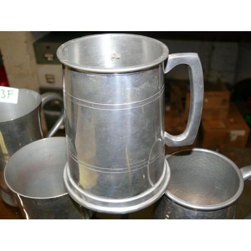 243F - 4 PEWTER TANKARDS  2 MARKED SHEFFIELD 1 BIRMINGHAM AND 1 CORNISHALL IN GOOD CONDITION