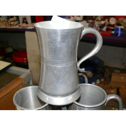 243F - 4 PEWTER TANKARDS  2 MARKED SHEFFIELD 1 BIRMINGHAM AND 1 CORNISHALL IN GOOD CONDITION