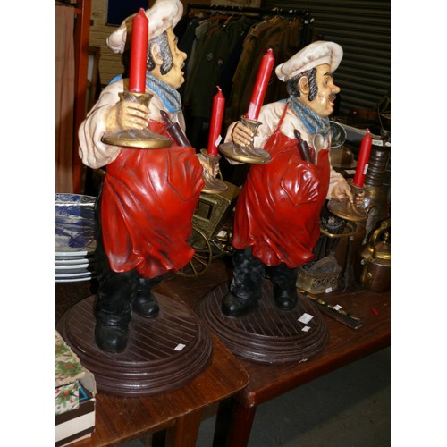 303 - Pair of large Chef figure candle holders.