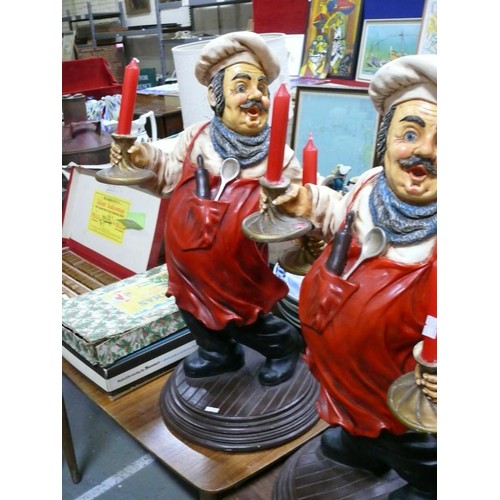 303 - Pair of large Chef figure candle holders.