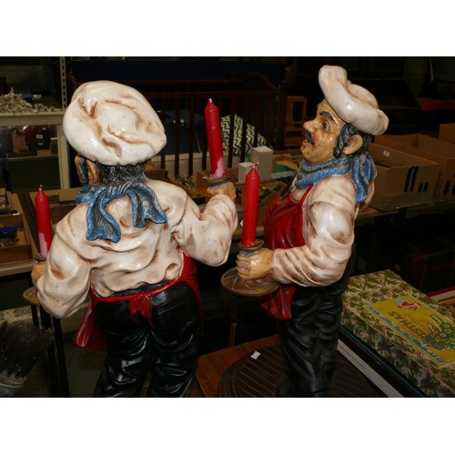 303 - Pair of large Chef figure candle holders.