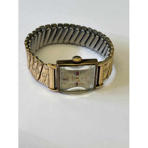 10 - CHALET/CHARLES AERNI 14CT GOLD MANUAL WIND LADIES WRISTWATCH, c1940s with jewelled dial ruby and dia... 