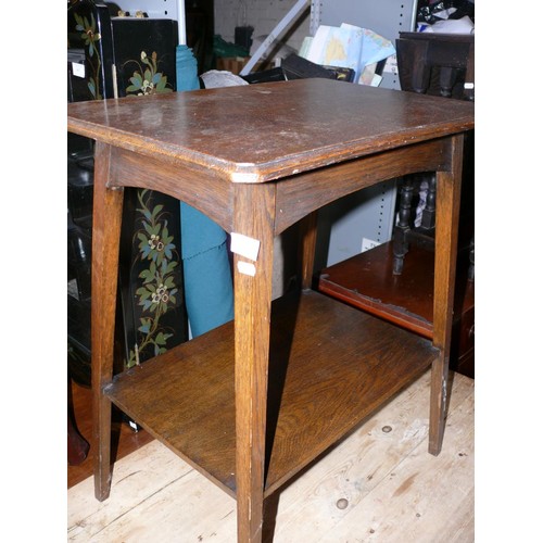 481 - Arts and crafts solid oak side table.