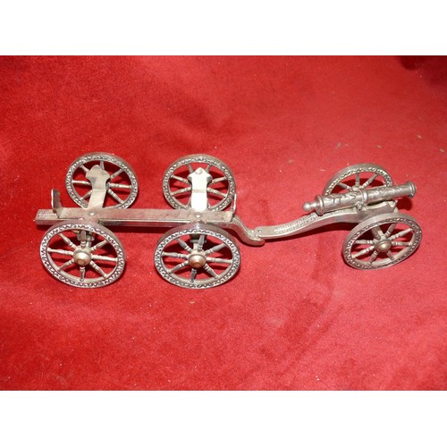 353 - Grenadier silver plated model of a Georgian period field gun and gun carriage. Pictured and retailed... 